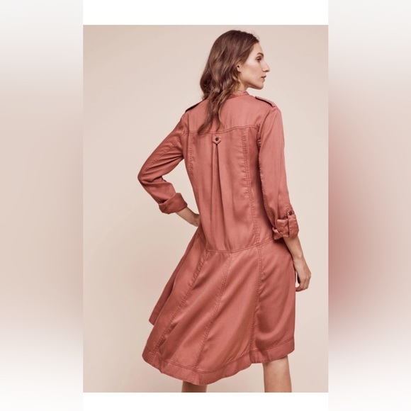 Anthropologie Holding Horses Womens Mariona Dusty Rose Swing Shirt Dress Sz 4 - Picture 12 of 12